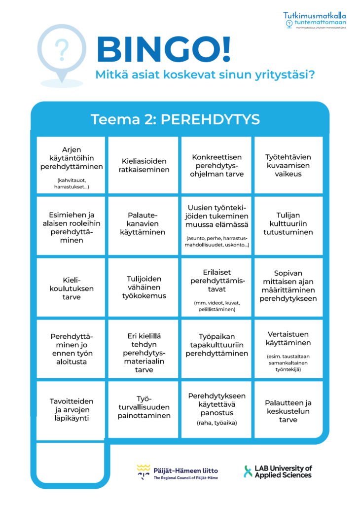 Bingo: Perehdytys