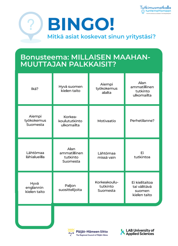 Bingo: Millaisen maahanmuuttajan palkkaisit?